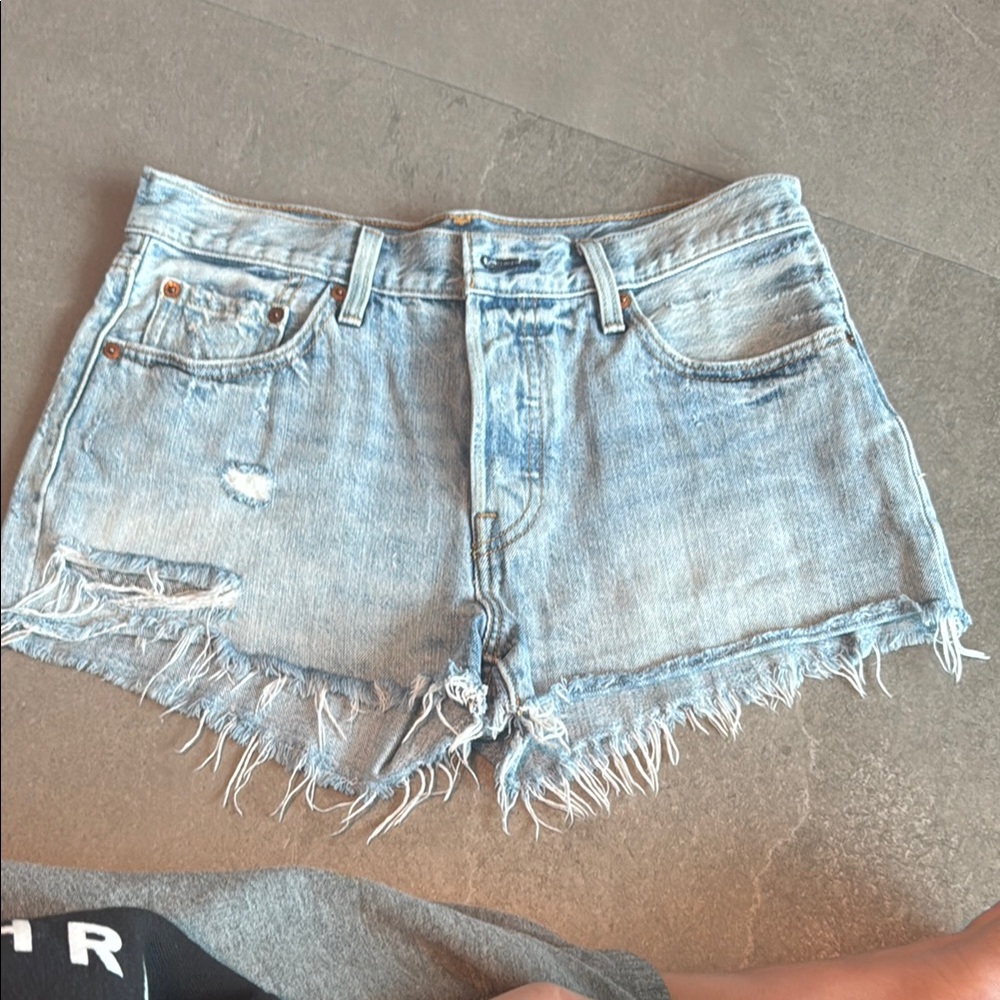 Levi's Blue Jean Shorts Distressed Frayed Hem